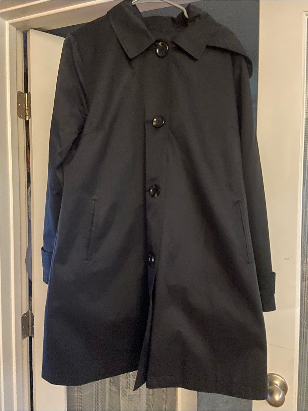 Michael Kors Black Trench Coat with Button Front